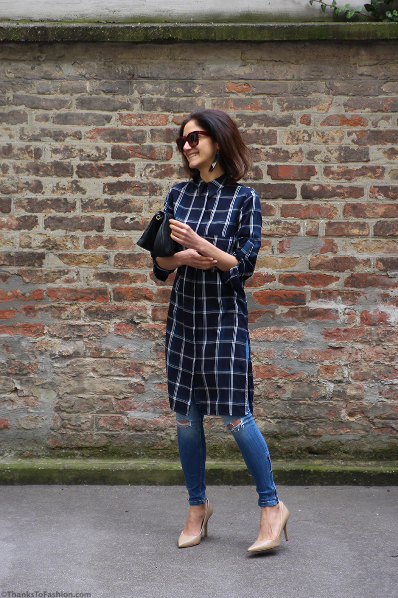 shirt dress and jeans