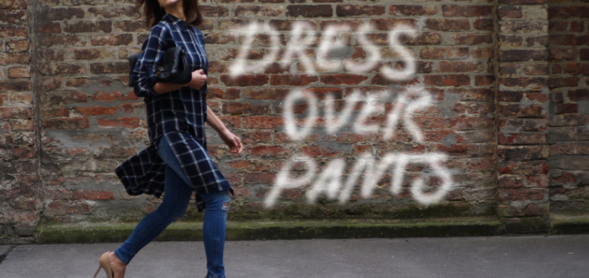 Dress over pants – shirt dress