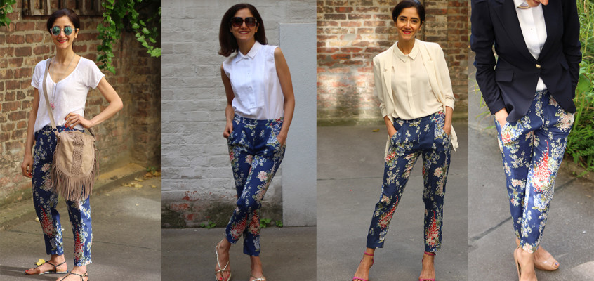 Floral print in 4 different looks