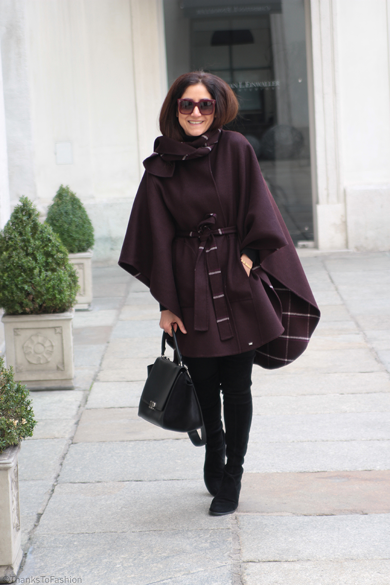 Poncho and over the knee boots - Street Style - Thanks To Fashion